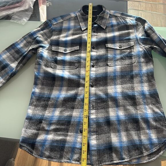 Gap 1969 shirt medium grey blue checks 100% cotton - Picture 5 of 7